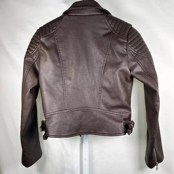 EVNL Moto Jacket Size Medium Faux Leather City Streetwear Brown Biker - Picture 2 of 10